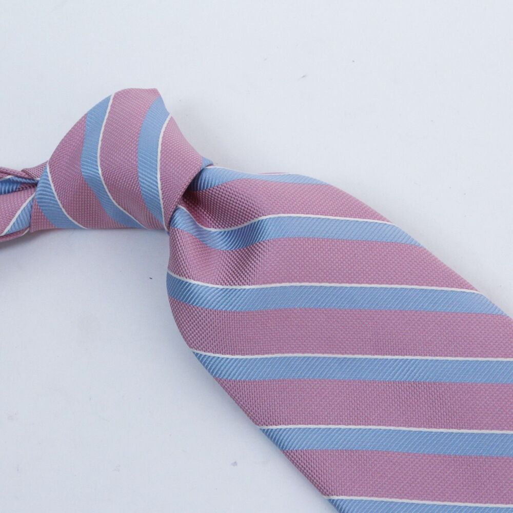 Brooks Brothers Silk Italy Woven Repp Stripe Pink/Blue Classic Necktie